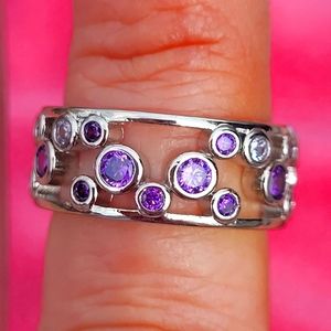 Purple and Light Purple Circle Fashion Gemstone Band